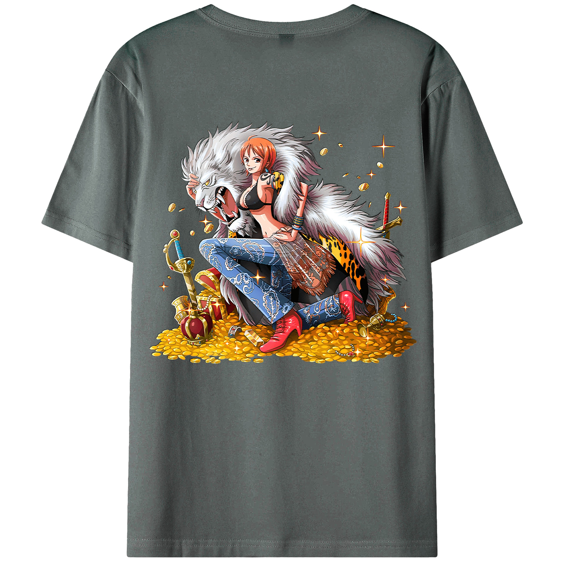 （画像用） ワンピース ナミ ONE PIECE Nami 綿100％ メンズ半袖Tシャツ（バックプリント） 通気性